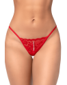 String rouge en dentelle avec perle suspendue - MAL129RED String rouge en dentelle avec perle suspendue - MAL129RED