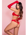 Culotte rouge ouverte en dentelle - MAL131RED