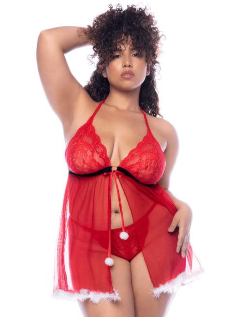 Costume sexy Mère Noël grande taille avec babydoll et string - MAL60038XCOS Costume sexy Mère Noël grande taille avec babydoll et string - MAL60038XCOS