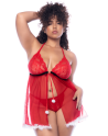Costume sexy Mère Noël grande taille avec babydoll et string - MAL60038XCOS Costume sexy Mère Noël grande taille avec babydoll et string - MAL60038XCOS