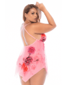 Nuisette grande taille résille rose imprimé floral et string - MAL7607XBLPD Nuisette grande taille résille rose imprimé floral et string - MAL7607XBLPD