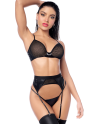 Ensemble 3 pièces noir en résille - MAL2806BLK Ensemble 3 pièces noir en résille - MAL2806BLK