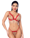 Ensemble 2 pièces à franges strass - MAL2811RED Ensemble 2 pièces à franges strass - MAL2811RED