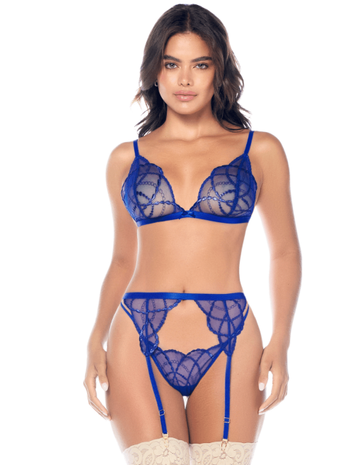 Ensemble sexy 3 pièces avec broderie brillante - MAL8944SAPP Ensemble sexy 3 pièces avec broderie brillante - MAL8944SAPP