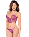 Ensemble sexy 2 pièces bustier  string en dentelle satinée - MAL8948PKAG Ensemble sexy 2 pièces bustier  string en dentelle satinée - MAL8948PKAG