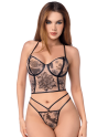 Ensemble 2 pièces bustier à armatures en résille transparente et string - MAL8955NUBK Ensemble 2 pièces bustier à armatures en résille transparente et string - MAL8955NUBK