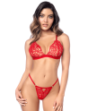 Ensemble sexy 2 pièces en crochet tricoté avec haut ajustable et string - MAL8966RED Ensemble sexy 2 pièces en crochet tricoté avec haut ajustable et string - MAL8966RED