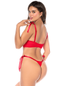 Ensemble sexy 2 pièces en dentelle avec liens à nouer et string - MAL8968RED