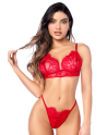 Ensemble sexy 3 pièces peek-a-boo en dentelle avec string et porte-jarretelles - MAL8970RED Ensemble sexy 3 pièces peek-a-boo en dentelle avec string et porte-jarretelles - MAL8970RED