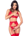 Ensemble sexy 3 pièces peek-a-boo en dentelle avec string et porte-jarretelles - MAL8970RED Ensemble sexy 3 pièces peek-a-boo en dentelle avec string et porte-jarretelles - MAL8970RED