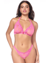 Ensemble sexy 2 pièces rose en dentelle délicate avec haut et string assorti - MAL8971PINK Ensemble sexy 2 pièces rose en dentelle délicate avec haut et string assorti - MAL8971PINK
