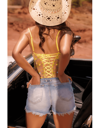 Body string jaune brodé - MAL8925SUN