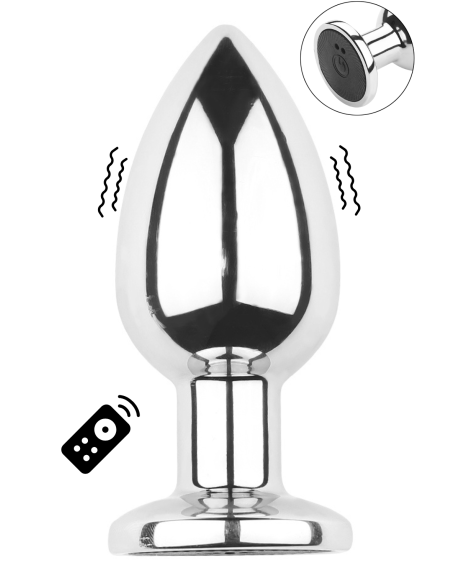 Plug vibrant acier inoxydable anal taille M avec télécommande, USB - RY-207-M