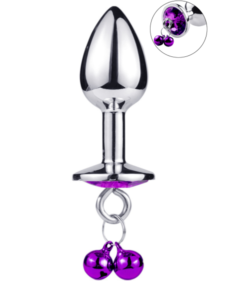 Plug bijou aluminium violet avec clochettes Taille S -  RY-001-A-ZB