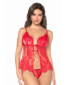 Babydoll Mapalé espiègle avec string à nouer - MAL7621RED