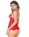 Babydoll Mapalé espiègle avec string à nouer - MAL7621RED