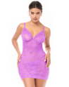 Babydoll dentelle extensible violette et string - MAL7613WORC Babydoll dentelle extensible violette et string - MAL7613WORC
