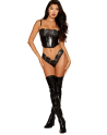 Bustier noir avec armatures en simili cuir, string assorti - DG13655BLK Bustier noir avec armatures en simili cuir, string assorti - DG13655BLK