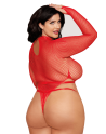Ensemble 2 pièces grande taille, bodystring résille rouge et harnais - DG13680XRED Ensemble 2 pièces grande taille, bodystring résille rouge et harnais - DG13680XRED