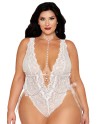 Ensemble 2 pièces grande taille, body dentelle blanc et chainettes bijou de corps perles blanches - DG13697XWHT Ensemble 2 pièces grande taille, body dentelle blanc et chainettes bijou de corps perles blanches - DG13697XWHT