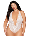 Ensemble 2 pièces grande taille, body dentelle blanc et chainettes bijou de corps perles blanches - DG13697XWHT Ensemble 2 pièces grande taille, body dentelle blanc et chainettes bijou de corps perles blanches - DG13697XWHT