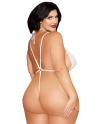 Ensemble 2 pièces grande taille, body dentelle blanc et chainettes bijou de corps perles blanches - DG13697XWHT Ensemble 2 pièces grande taille, body dentelle blanc et chainettes bijou de corps perles blanches - DG13697XWHT